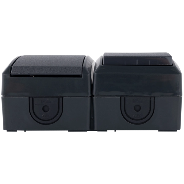 Aus-/Wechselschalter+Steckdose, waagerecht,Aufputz