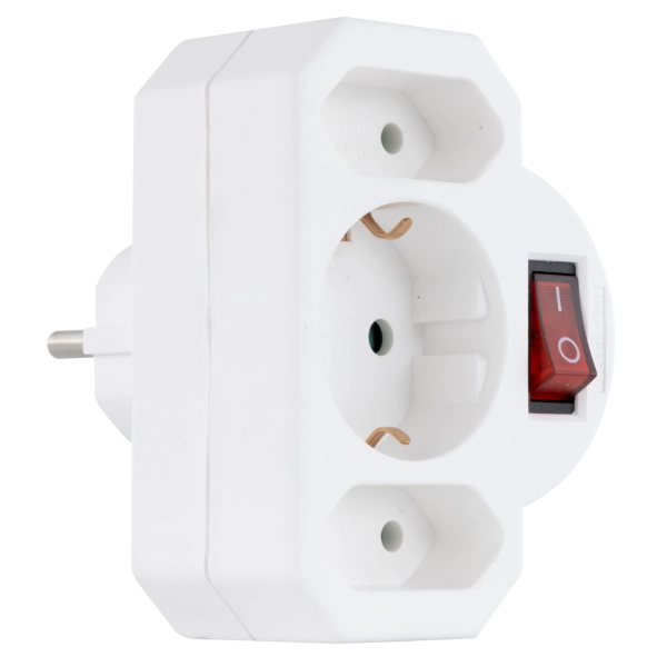 Adapter mit Schalter, 2+1-fach