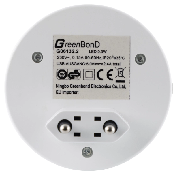 LED-Nachtlicht mit USB-Ladegerät&Dämmerungsautomatik, 0,3W