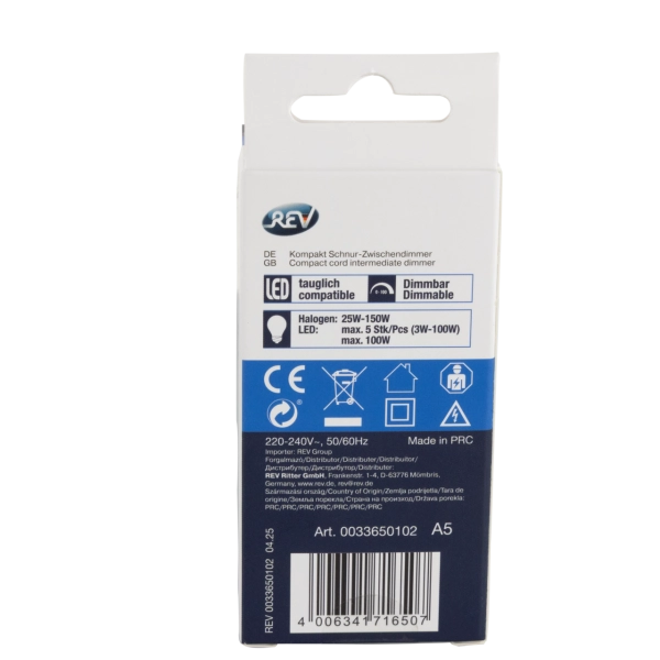 Schnur-Zwischendimmer LED, kompakt