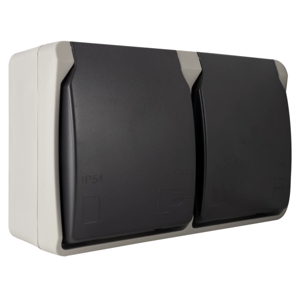 Aquabase Steckdose 2-fach Aufputz, IP44