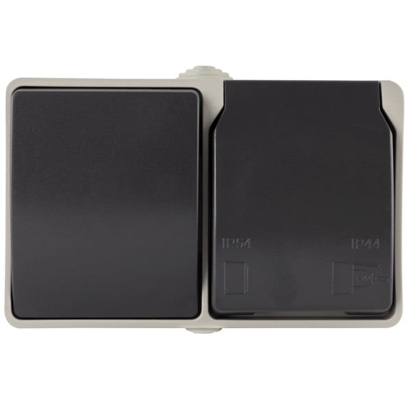 Aquabase  Aus-/Wechselschalter+Steckdose Aufputz, IP44