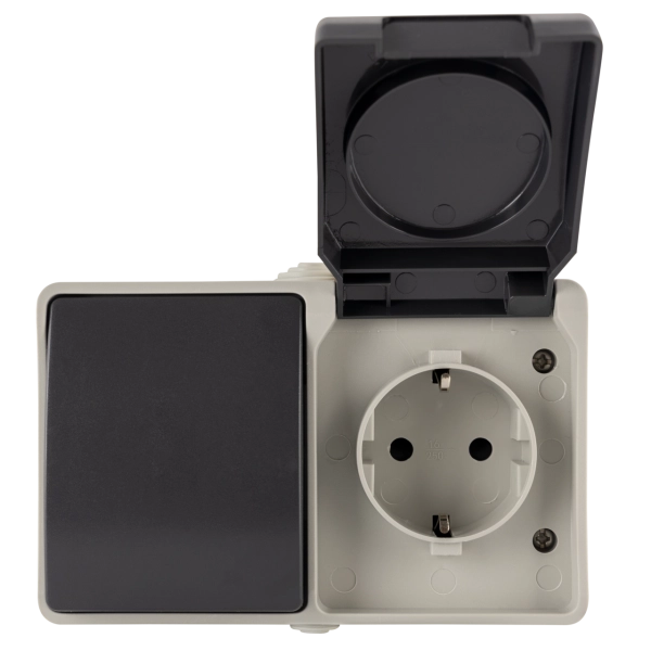 Aquabase  Aus-/Wechselschalter+Steckdose Aufputz, IP44