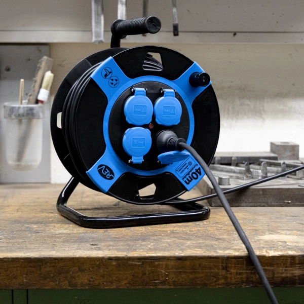 Kabeltrommel, Kunststoff, 4-fach, IP44, 40m