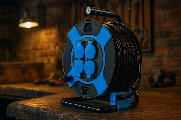 Kabeltrommel, Kunststoff, 4-fach, IP44, 50m