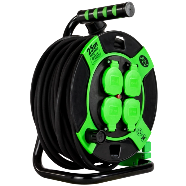 Kabeltrommel, Kunststoff, 4-fach, IP44, 25m
