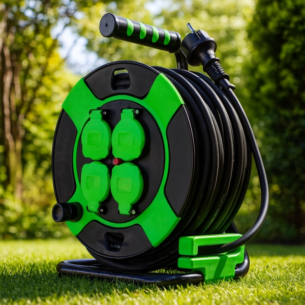 Kabeltrommel, Kunststoff, 4-fach, IP44, 40m