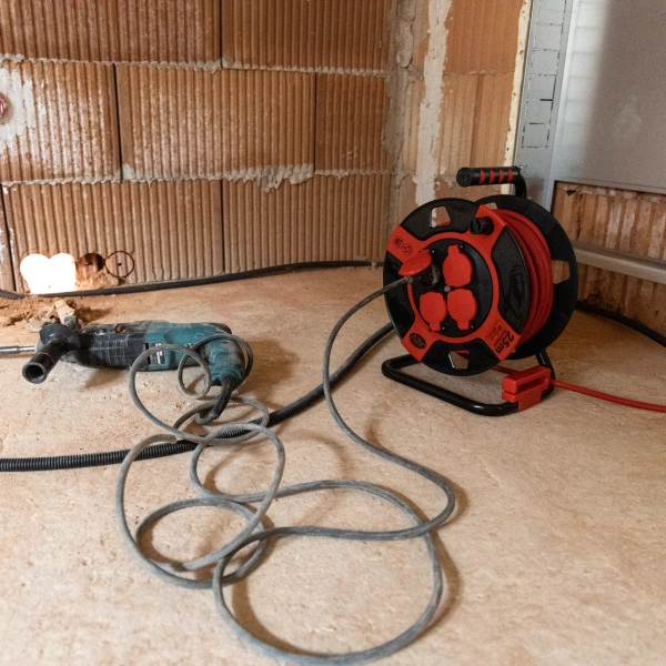 Kabeltrommel, Kunststoff, 4-fach, IP44, 25m