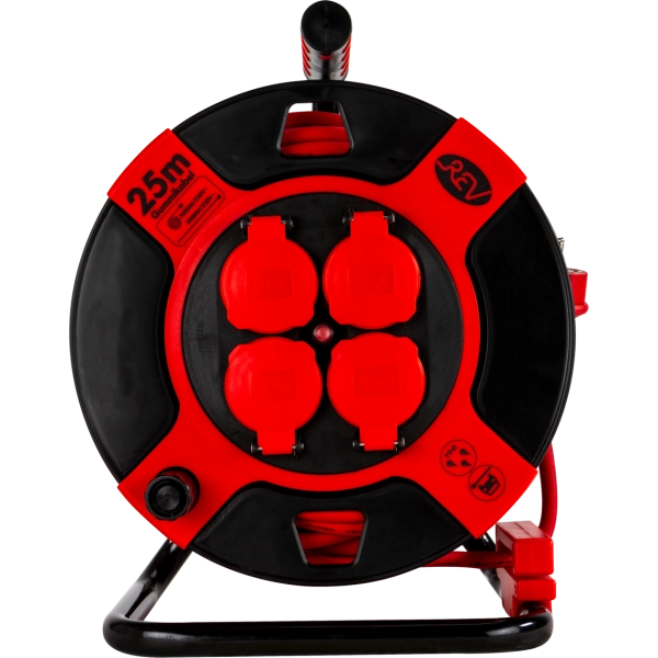 Kabeltrommel, Kunststoff, 4-fach, IP44, 25m