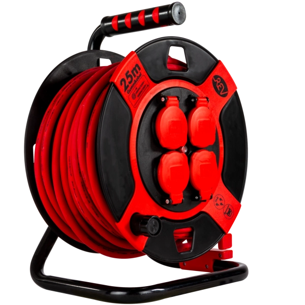 Kabeltrommel, Kunststoff, 4-fach, IP44, 25m