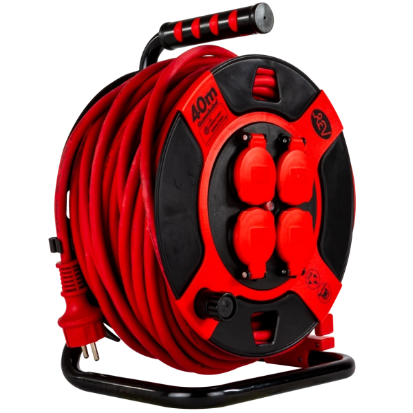 Kabeltrommel, Kunststoff, 4-fach, IP44, 40m