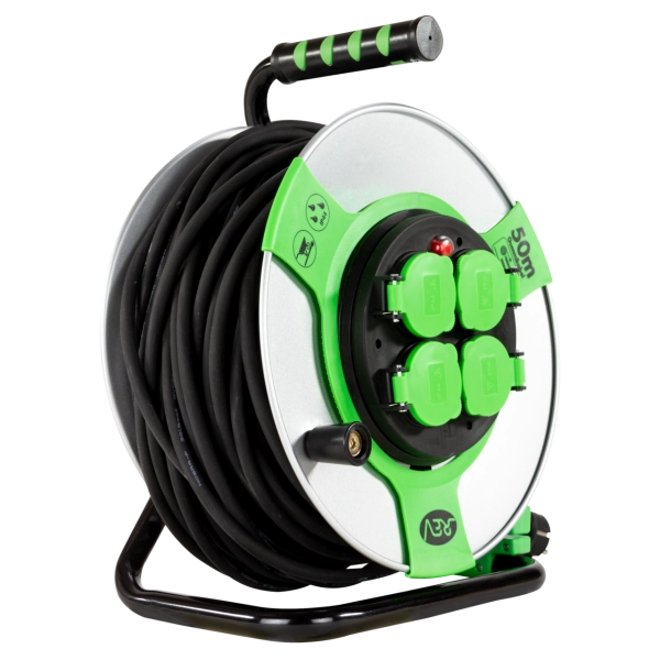 Kabeltrommel, Stahlblech, 4-fach, IP44, 50m