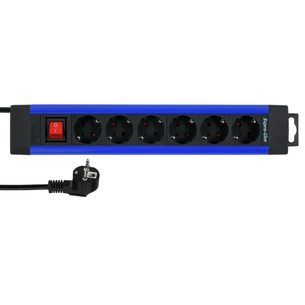 Steckdosenleiste Supraline, Schalter, 6-fach, 2,4m