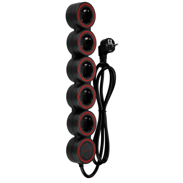 Steckdosenleiste Supraflex, Schalter, 5-fach, 1,4m