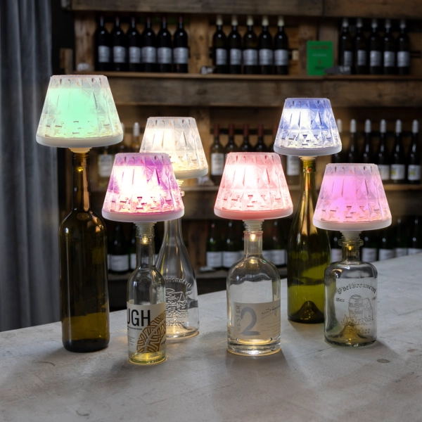 LED Akku Flaschenleuchte Lamprusco CRISTAL RGBW, IP54