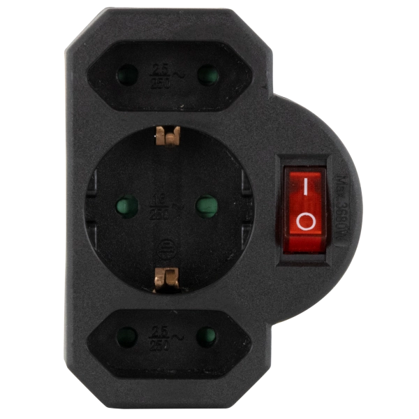 Adapter mit Schalter, 2+1-fach